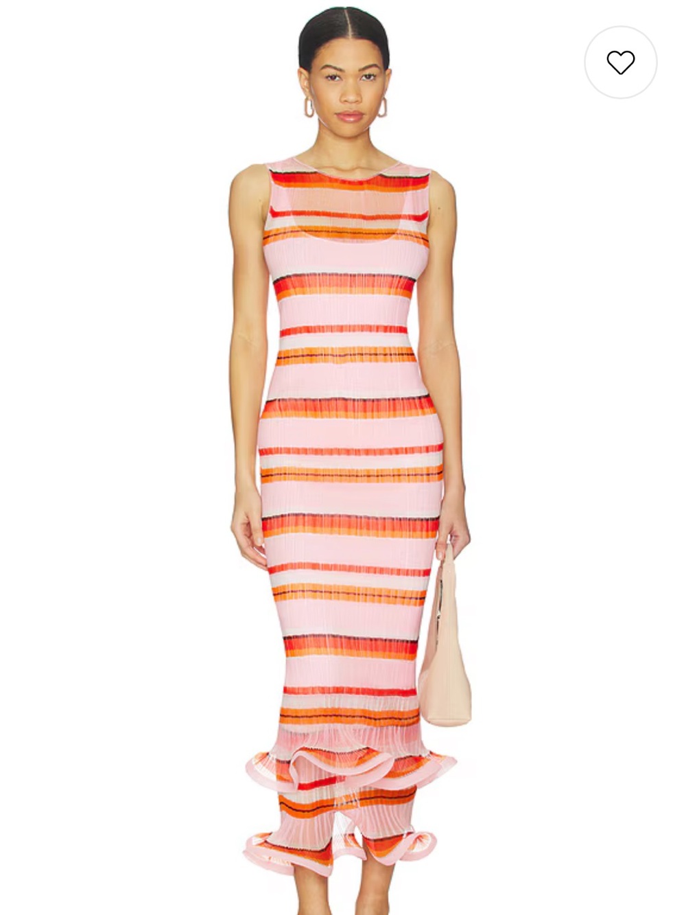 Flawed SIMKHAI Daniella Plisse Midi Dress in Blossom Stripe